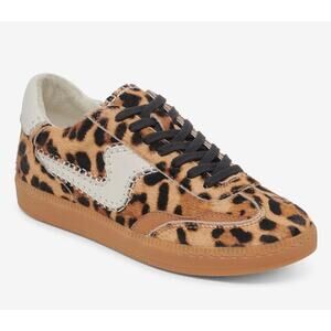 Dolce Vita Notice Stitch Brown Leopard Print Genuine Calf Hair Sneakers Size 9